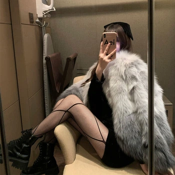 Колготки в сіточку з великою смужкою чорні One Size