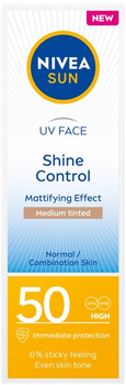 Krem do twarzy Nivea Sun UV Face Shine Control matujący z wysoką ochroną SPF 50 Medium Tinted 50 ml (5900017088723)