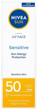 Krem do twarzy Nivea Sun Sensitive dla skóry wrażliwej ochronny SPF 50 50 ml (5900017088754)