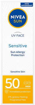 Крем для обличчя Nivea Sun Sensitive для чутливої шкіри захисний SPF 50 50 мл (5900017088754)