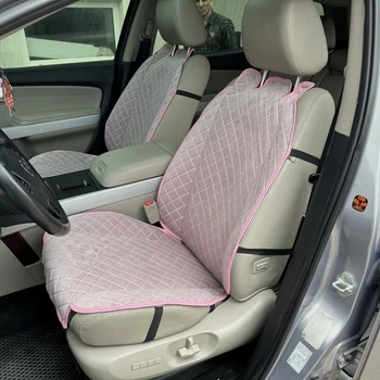 Універсальні накидки на сидіння автомобіля з алькантари Lux Пайка Квадратний ромб Ніжно-рожеві Преміум+ Передній комплект