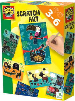 Zestaw kreatywny do rysowania Ses Creative Scratch art animals 6 szt (8710341146221)