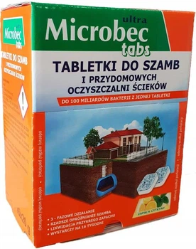 Таблетки для вигрібних ям і септиків Bros Microbec Ultra біоактиватор з ароматом лимона 16 шт х 20 г упаковка