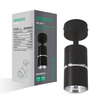 Накладний поворотний світильник Ardero ML312-1 BAMBOO GU10 IP20 чорний+хром (80230)