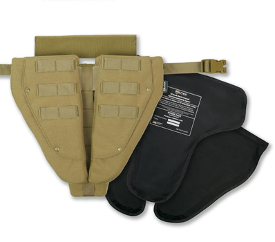 Универсальная сумка-защита паха (напашник) тройной с баллистическим пакетом 1 класс защиты Militex cordura Койот