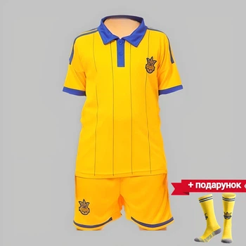 Форма футбольная детская с символикой сборной УКРАИНЫ, размер M(26), рост 135-145, желтая + гетры в подарок