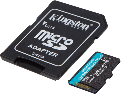 Karta pamięci Kingston MicroSDXC 1TB Canvas Go! Plus Class 10 UHS-I U3 V30 A2 + adapter SD (SDCG3/1TB)