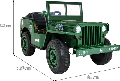 Samochód elektryczny Ramiz Military Retro 4 x 4 DDW-1 Zielony (5903864906202)