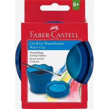 Складний стакан для води та пензликів Faber-Castell ClicGo синій