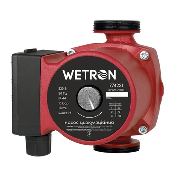 Циркуляционный насос WETRON 100Вт Hmax 6м Qmax 40л/мин для отопления и водоснабжения бордо с гайками Ø3/4″ (S-IGM_N33A)