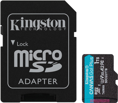 Карта памяти Kingston MicroSDXC 1TB Canvas Go! Plus Class 10 UHS-I U3 V30 A2 + SD-адаптер (SDCG3/1TB)