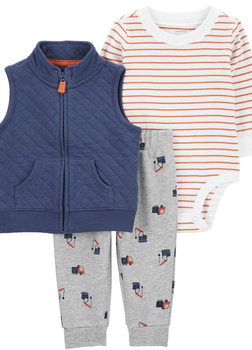 Комплект (жилет+боді+штани) Carters 530410 69-72 см 9 міс. Різнобарвний