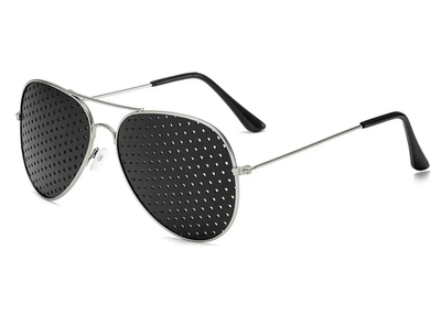 Перфорационные очки авиаторы Vchip очки-тренажеры для коррекции зрения в металлической оправе, серебристый (85328809)