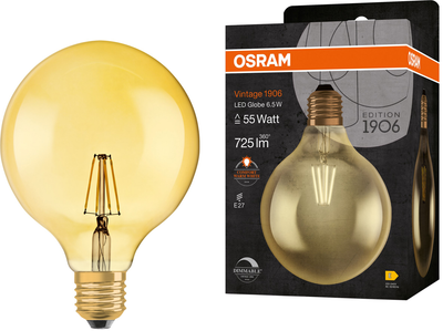 Світлодіодна лампа Osram Vintage 1906 GLOBE GOLD 6W 725Lm 2400K E27 DIM (4058075808997)