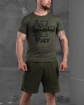 Армійський чоловічий літній костюм ЗСУ шорти+футболка XL олива (87564)