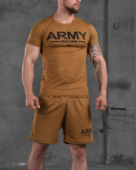 Чоловічий літній комплект Army Ukraine шорти+футболка XL койот (87563)