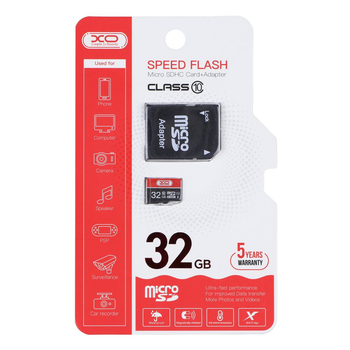 Карта Памяти XO MicroSDHC 32gb 10 Class & Adapter Цвет Черно-Красный