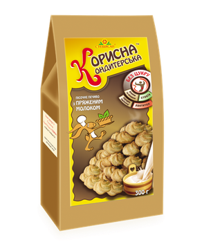 Печенье Корисна кондитерська "Пряженное молоко" без сахара на стевии 300г