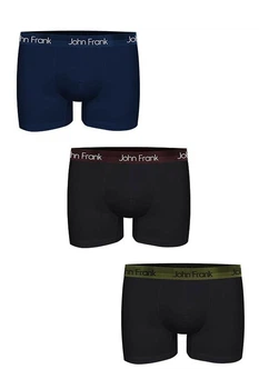Трусы боксеры, 3 штуки John Frank 58(4XL) Чёрный-Синий (129341)