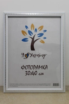 Фоторамка 30Х40, (А3), біла із срібною змійкою, 2416-015-3S, СКЛО + КАРТОН