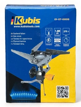 Газовая печь туристическая Kubis 140г/год (1,88кВт) пьезопидж байонетное соединение 275г (01-07-0005)