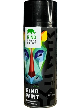 Аэрозольная краска Rino Paint Universal 400мл чорная матовая (RP-4)