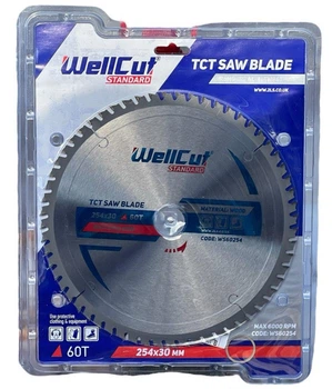 Диск пильный по дереву WellCut Standard 254х30 60T (ламинат)