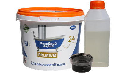 Жидкий акрил для реставрации ванн Plastall Premium 1.7 м цветной Черный 3.3 кг