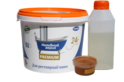 Жидкий акрил для реставрации ванн Plastall Premium 1.7 м цветной Желтый 3.3 кг