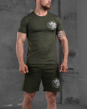 Чоловічий літній комплект Парамедик шорти+футболка XL олива (87554)