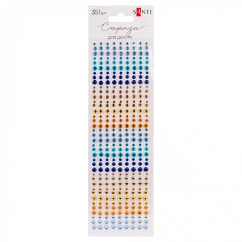 Стрази SANTI самоклеючі Colour mix блакитні жовті 351 шт (743002)