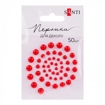 Перлини SANTI самоклеючі червоні 50 шт (952640)