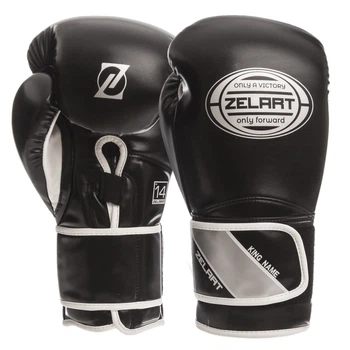 Перчатки боксерские PU Zelart BO-1361 (размер 10 oz, чёрный-серебряный)