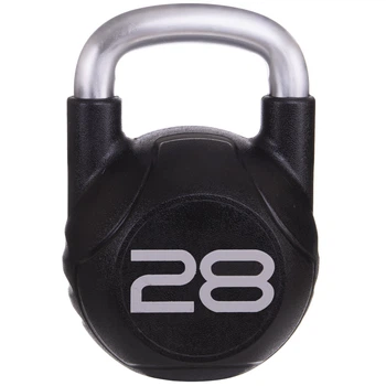 Гиря PU с хромированной ручкой Кроссфит Zelart 28кг (PU, черный) (TA-2681-28)