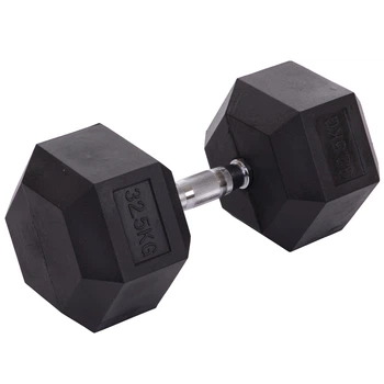 Гантель цельная шестигранная гексагональная Zelart (1шт) Pro 32,5 кг (сталь хромированная, резина, вес 32,5 кг) (TA-2679-32_5)