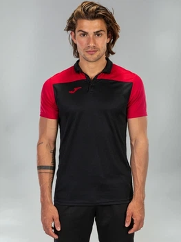 Поло длинное мужское Joma HOBBY II 101371.106 2XL Черное с красным (9998448345139)