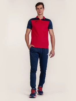 Поло длинное мужское Joma HOBBY II 101371.603 M Красное/Темно-синее (9998448045107)