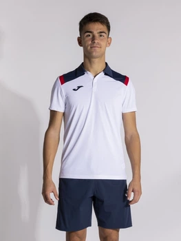 Поло длинное мужское Joma TOLEDO 103736.203 M Белое с темно-синим (8445954527913)