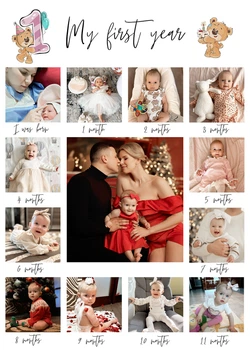 Персоналізований постер з фото малюка 12 місяців в рамці А4 HeyBaby