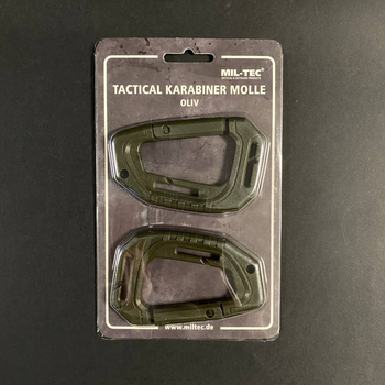 Набір 2 карабіни тактичні Олива Mil-Tec TACTICAL KARABINER MOLLE (2 ST./BLISTER) OLIV (15922501)