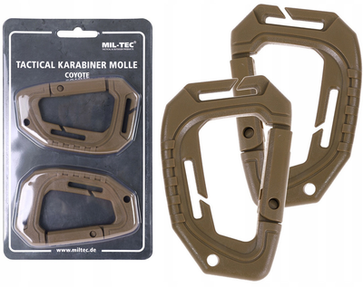 Набір 2 карабіни тактичні Mil-Tec Койот TACTICAL KARABINER MOLLE (2 ST./BLISTER) COYOTE (15922505)