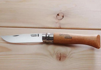 Ніж розкладний 90мм, бук Opinel Carbon blister 09 000623