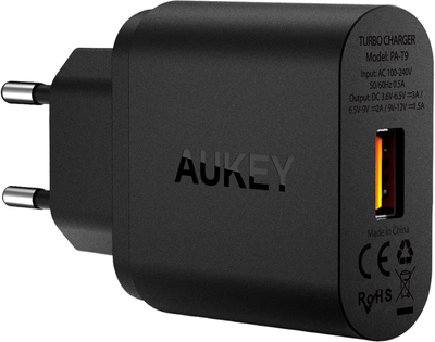 Мережевий зарядний пристрій AUKEY Accel PA-T9 19.5W USB-A Black (601629299563)