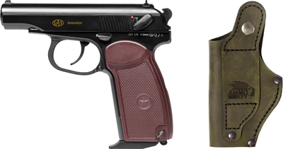 Набор Пистолет пневматический SAS Makarov Blowback 4.5 мм + Поясная кобура Ammo Key Shahid-1 для ПМ Olive Pullup (23702441+Z3.3.3.202)