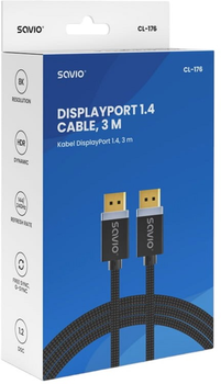 Kabel Savio DisplayPort - DisplayPort 3 m Black (5901986048220)