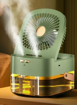 Портативний вентилятор із зволожувачем та пультом Small fan AND LY-605 зелений