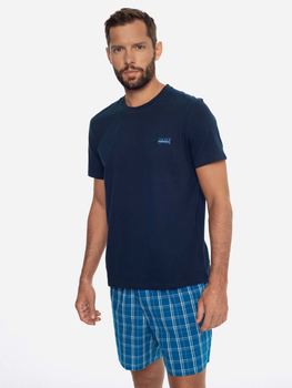Піжама (футболка + шорти) чоловіча бавовняна Henderson 41289-59X L Темно-синя (5903972248805)