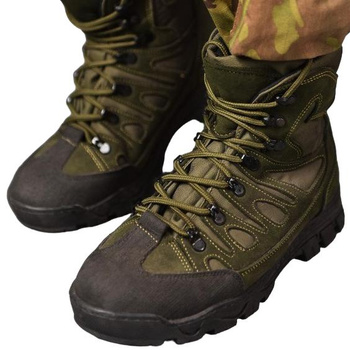 Берці демісезонні тактичні черевики Fanat ВТ6647 олива хакі шкіряні прошиті 42