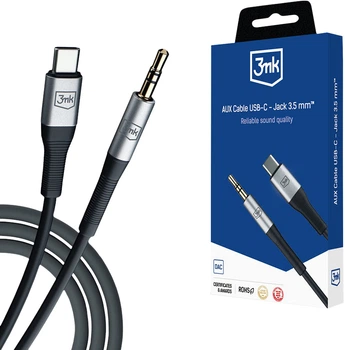 Кабель 3mk AUX | Type-C to Jack 3.5 | 1 м | Черный | (5903108528788)