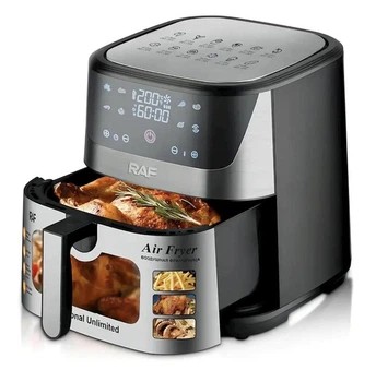 Аеро-фритюрниця на 8 літрів RAF R.5350 1500 Вт аерофритюрниця без зайвих калорій і холестерину Чорний